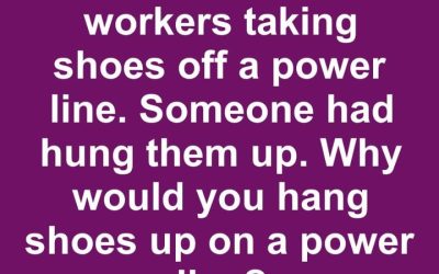 The curious sight of shoes hanging from power lines