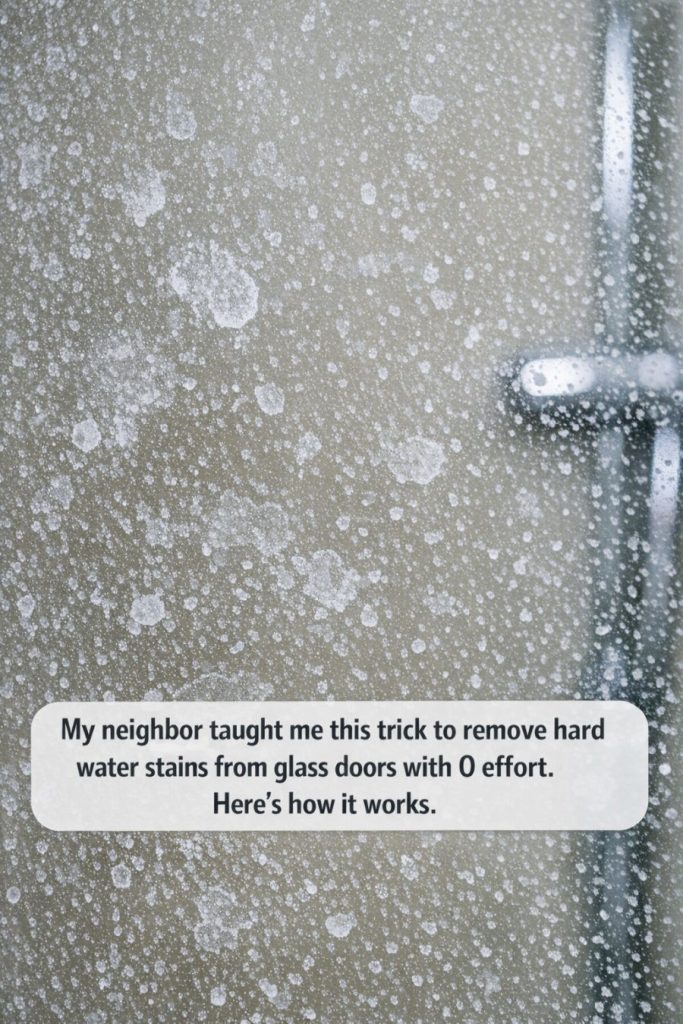 My neighbor taught me this trick to remove hard water stains from glass doors with 0 effort. Here’s how it works