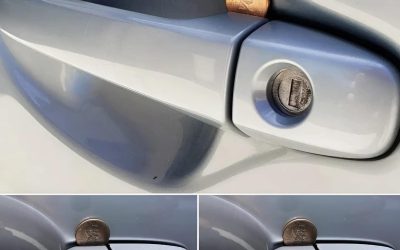 This morning I left my car in the parking lot: when I came back, I noticed a coin stuck in the passenger door handle. But what does it mean?