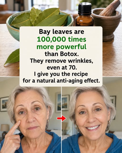 Bay leaves are 100,000 times more powerful than Botox. They eliminate wrinkles, even at 70 years old.